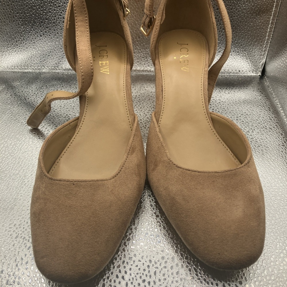 J.Crew $148 Block Heels with Ankle Strap Beige Women's Size 7